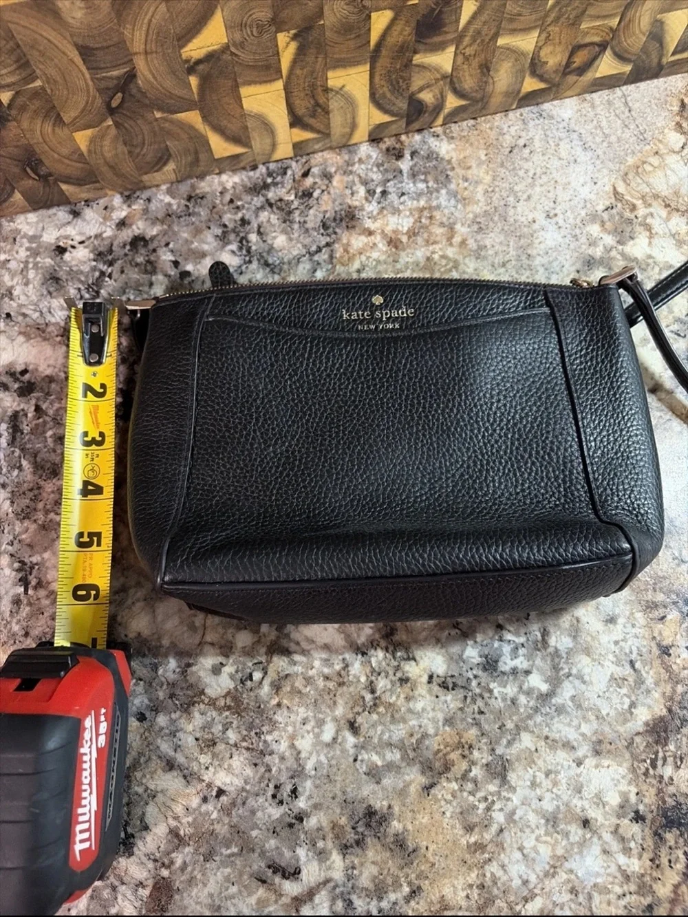 kate spade black pebbled leather crossbody bag with front pocket